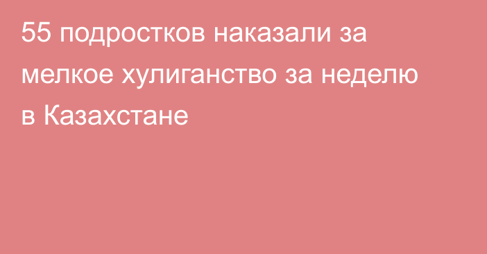 55 подростков наказали за мелкое хулиганство за неделю в Казахстане