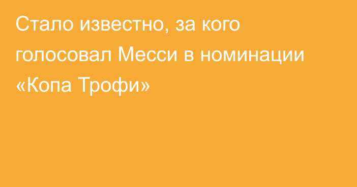 Стало известно, за кого голосовал Месси в номинации «Копа Трофи»