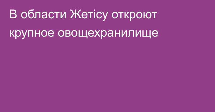 В области Жетісу откроют крупное овощехранилище