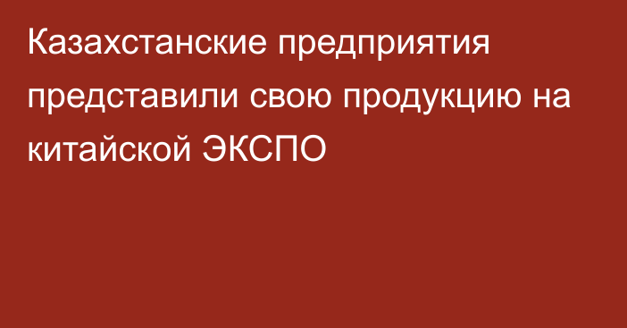 Казахстанские предприятия представили свою продукцию на китайской ЭКСПО