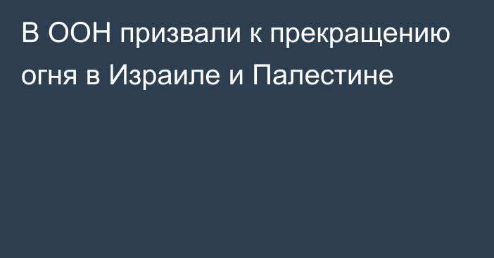 В ООН призвали к прекращению огня в Израиле и Палестине