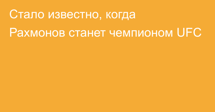 Стало известно, когда Рахмонов станет чемпионом UFC