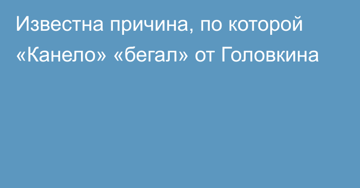 Известна причина, по которой «Канело» «бегал» от Головкина