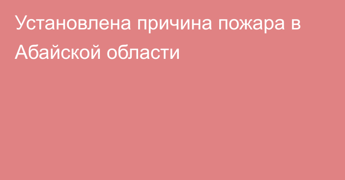 Установлена причина пожара в Абайской области