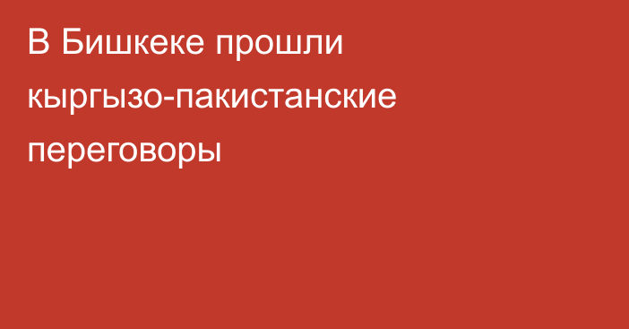 В Бишкеке прошли кыргызо-пакистанские переговоры