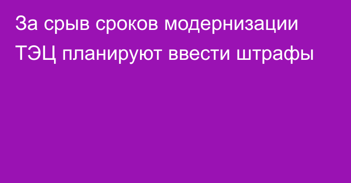 За срыв сроков модернизации ТЭЦ планируют ввести штрафы