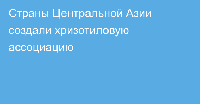 Страны Центральной Азии создали хризотиловую ассоциацию