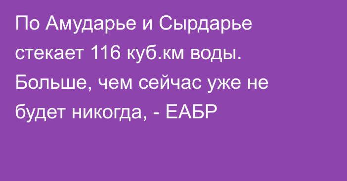 По Амударье и Сырдарье стекает 116 куб.км воды. Больше, чем сейчас уже не будет никогда, - ЕАБР