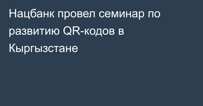 Нацбанк провел семинар по развитию QR-кодов в Кыргызстане