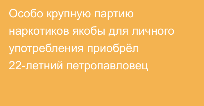 Особо крупную партию наркотиков якобы для личного употребления приобрёл 22-летний петропавловец