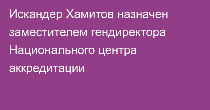 Искандер Хамитов назначен заместителем гендиректора Национального центра аккредитации