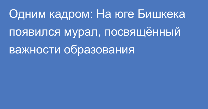 Одним кадром: На юге Бишкека появился мурал, посвящённый важности образования