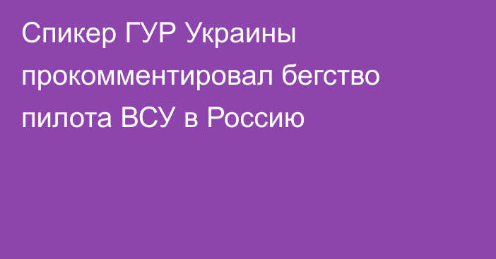 Спикер ГУР Украины прокомментировал бегство пилота ВСУ в Россию