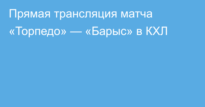 Прямая трансляция матча «Торпедо» — «Барыс» в КХЛ