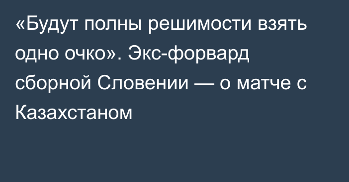 «Будут полны решимости взять одно очко». Экс-форвард сборной Словении — о матче с Казахстаном