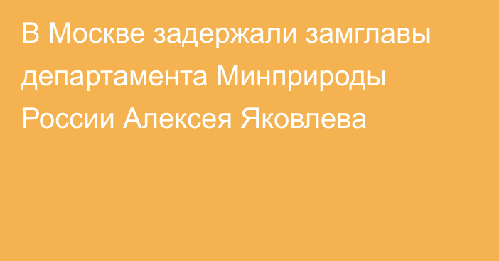 В Москве задержали замглавы департамента Минприроды России Алексея Яковлева