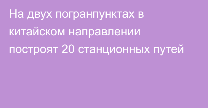 На двух погранпунктах в китайском направлении построят 20 станционных путей