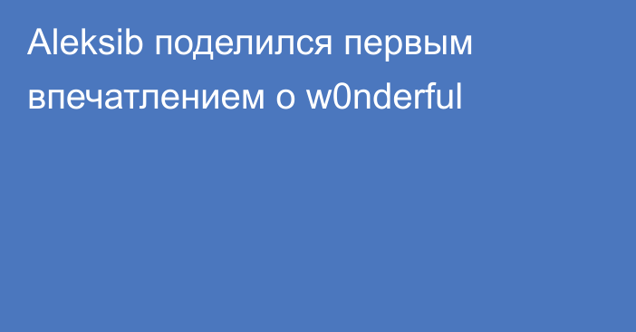 Aleksib поделился первым впечатлением о w0nderful