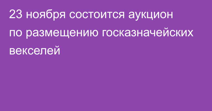 23 ноября состоится аукцион по размещению госказначейских векселей