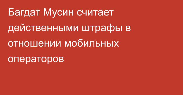 Багдат Мусин считает действенными штрафы в отношении мобильных операторов