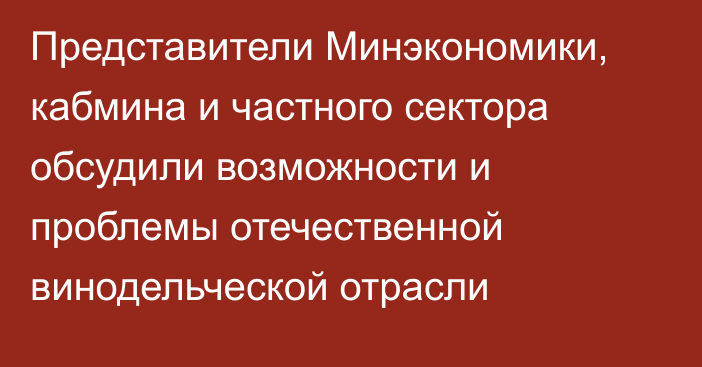 Представители Минэкономики, кабмина и частного сектора обсудили возможности и проблемы отечественной винодельческой отрасли