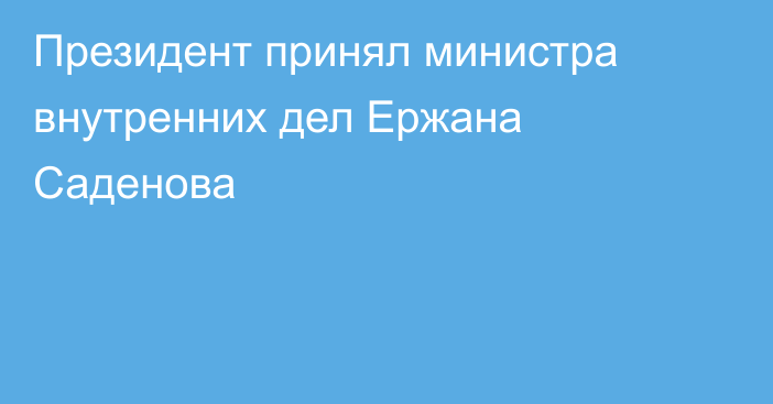 Президент принял министра внутренних дел Ержана Саденова