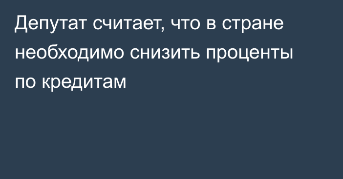 Депутат считает, что в стране необходимо снизить проценты по кредитам