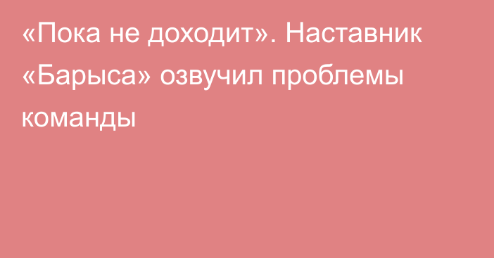 «Пока не доходит». Наставник «Барыса» озвучил проблемы команды