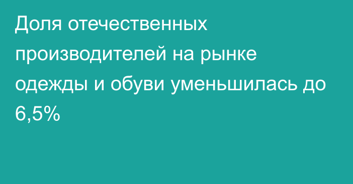 Доля отечественных производителей на рынке одежды и обуви уменьшилась до 6,5%