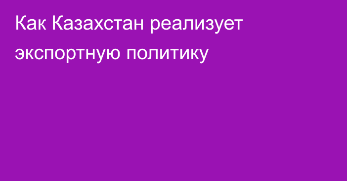 Как Казахстан реализует экспортную политику