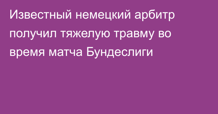 Известный немецкий арбитр получил тяжелую травму во время матча Бундеслиги