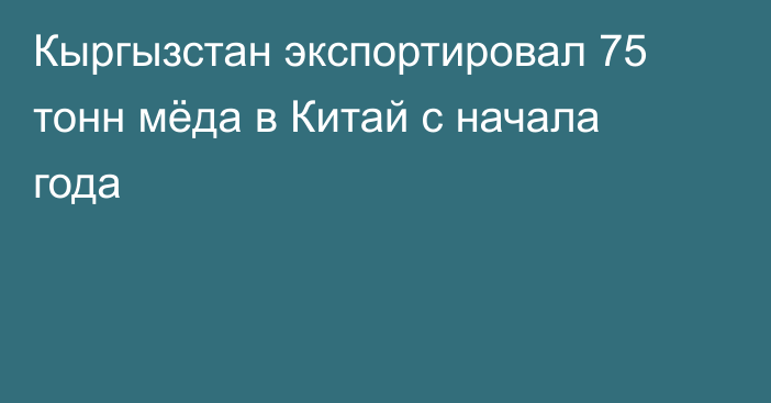 Кыргызстан экспортировал 75 тонн мёда в Китай с начала года