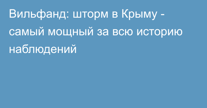 Вильфанд: шторм в Крыму - самый мощный за всю историю наблюдений