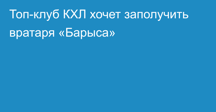 Топ-клуб КХЛ хочет заполучить вратаря «Барыса»