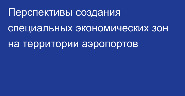 Перспективы создания специальных экономических зон на территории аэропортов