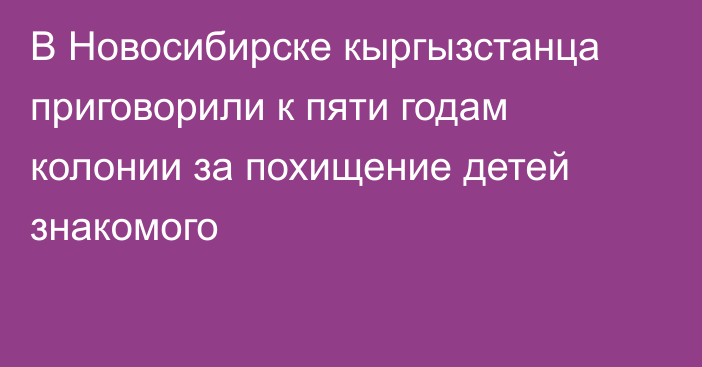 В Новосибирске кыргызстанца приговорили к пяти годам колонии за похищение детей знакомого