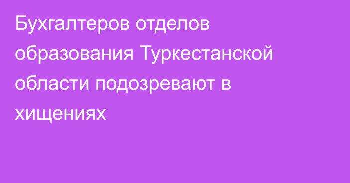 Бухгалтеров отделов образования Туркестанской области подозревают в хищениях