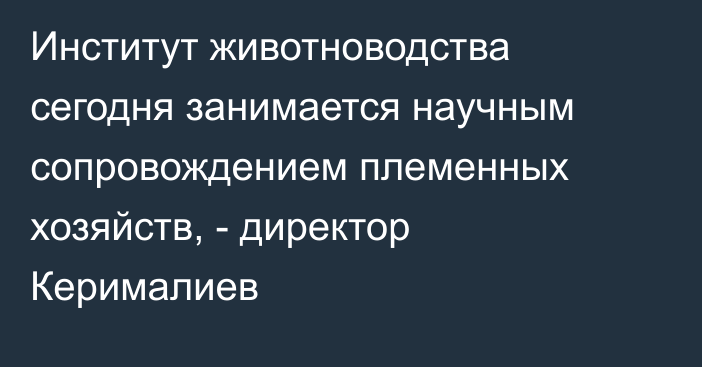 Институт животноводства сегодня занимается научным сопровождением племенных хозяйств, - директор Керималиев 