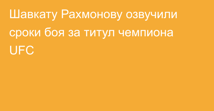 Шавкату Рахмонову озвучили сроки боя за титул чемпиона UFC