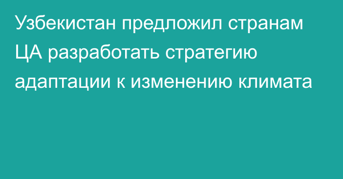 Узбекистан предложил странам ЦА разработать стратегию адаптации к изменению климата