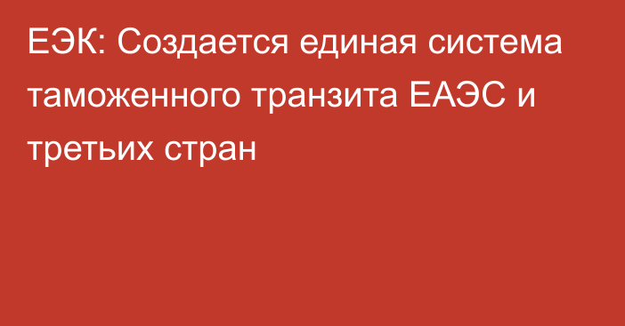 ЕЭК: Создается единая система таможенного транзита ЕАЭС и третьих стран