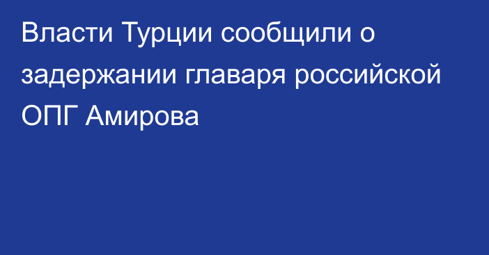 Власти Турции сообщили о задержании главаря российской ОПГ Амирова