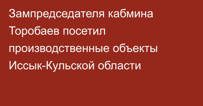 Зампредседателя кабмина Торобаев посетил производственные объекты Иссык-Кульской области