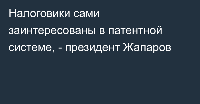 Налоговики сами заинтересованы в патентной системе, - президент Жапаров