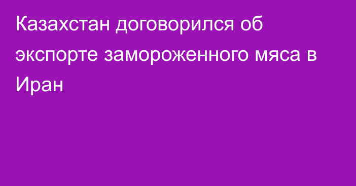 Казахстан договорился об экспорте замороженного мяса в Иран