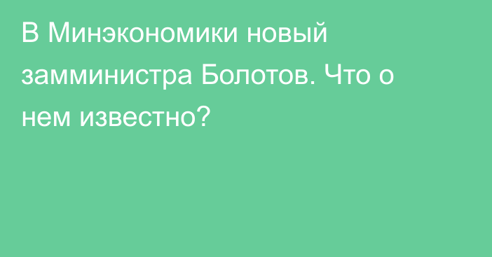 В Минэкономики новый замминистра Болотов. Что о нем известно?