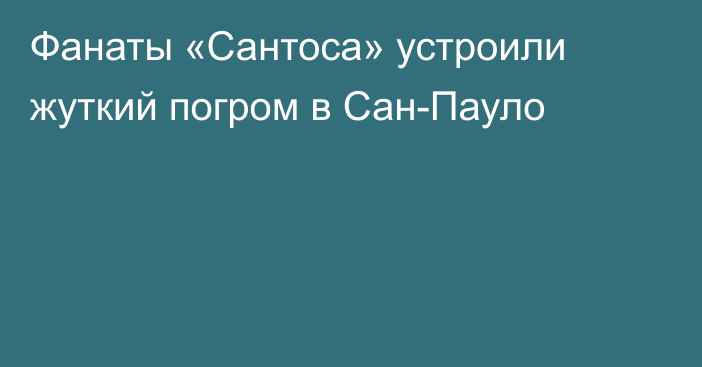 Фанаты «Сантоса» устроили жуткий погром в Сан-Пауло