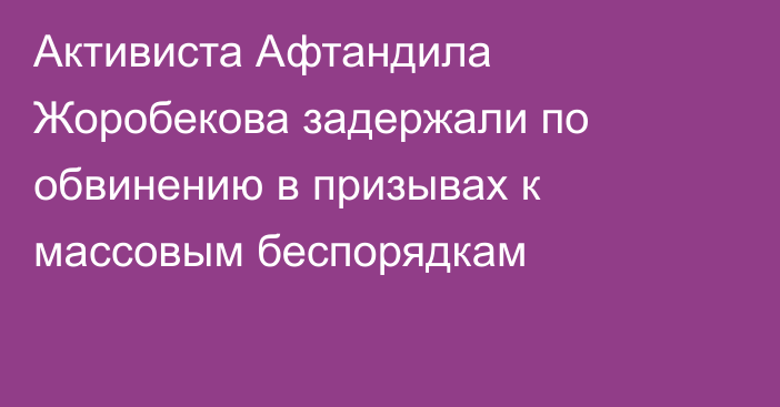 Активиста Афтандила Жоробекова задержали по обвинению в призывах к массовым беспорядкам