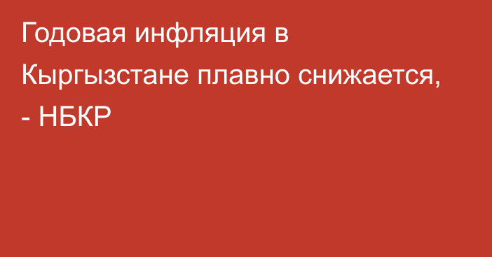 Годовая инфляция в Кыргызстане плавно снижается, - НБКР