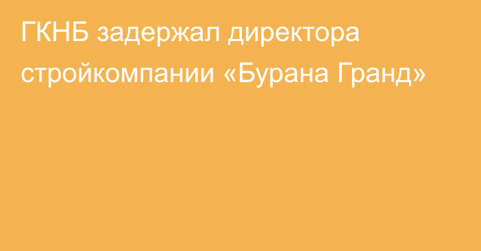 ГКНБ задержал директора стройкомпании «Бурана Гранд»